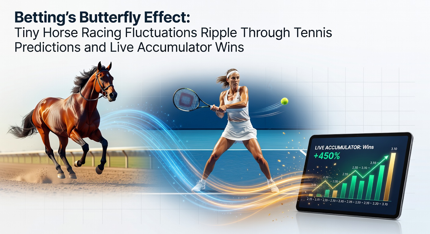 Interconnected graphs illustrating how minor shifts in horse racing odds cascade into tennis betting lines and accumulator outcomes