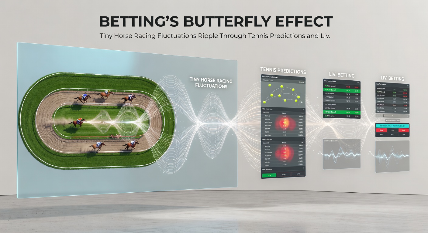Dynamic visualization of betting liquidity flowing from horse racing odds boards to tennis court analytics and accumulator payout charts