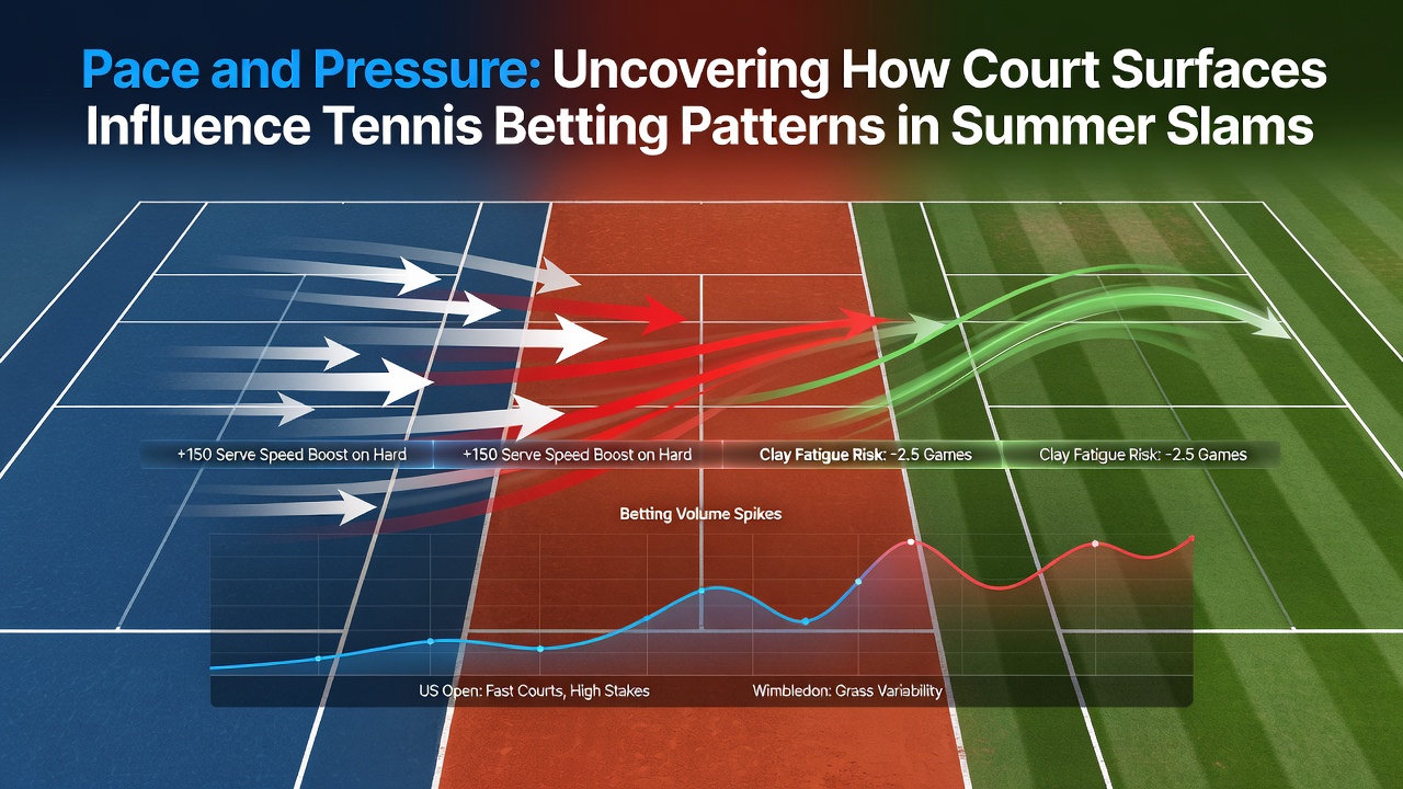 Close-up view of tennis court surface during a summer slam match showing grass and hard court textures