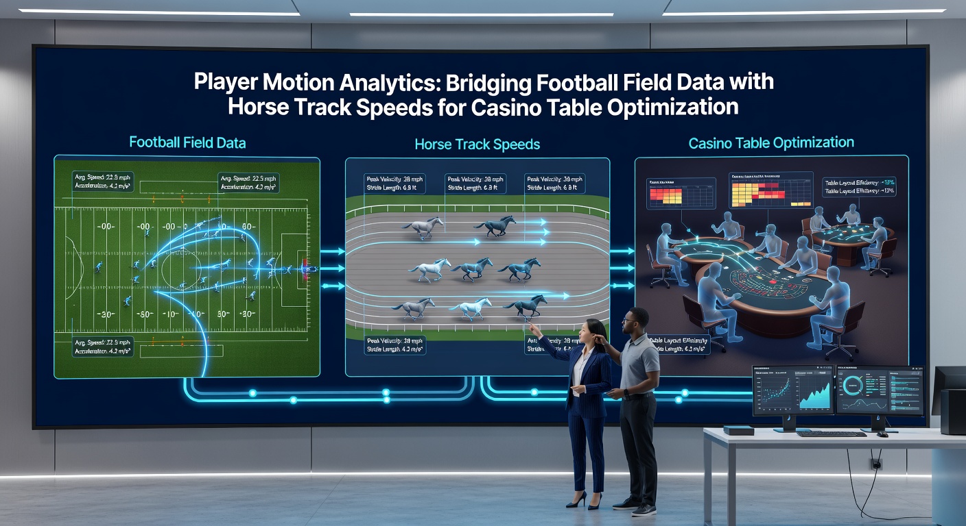 Casino floor manager adjusting table layouts while viewing overlaid speed graphs from football and horse racing analytics