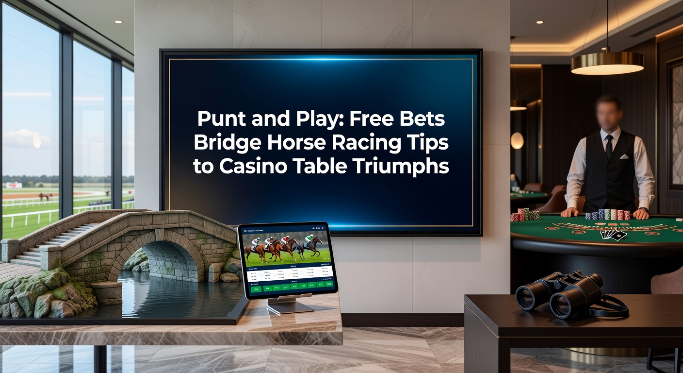 Dynamic split image showing horse racing bet slip morphing into casino roulette wheel and blackjack hand, illustrating free bet transitions