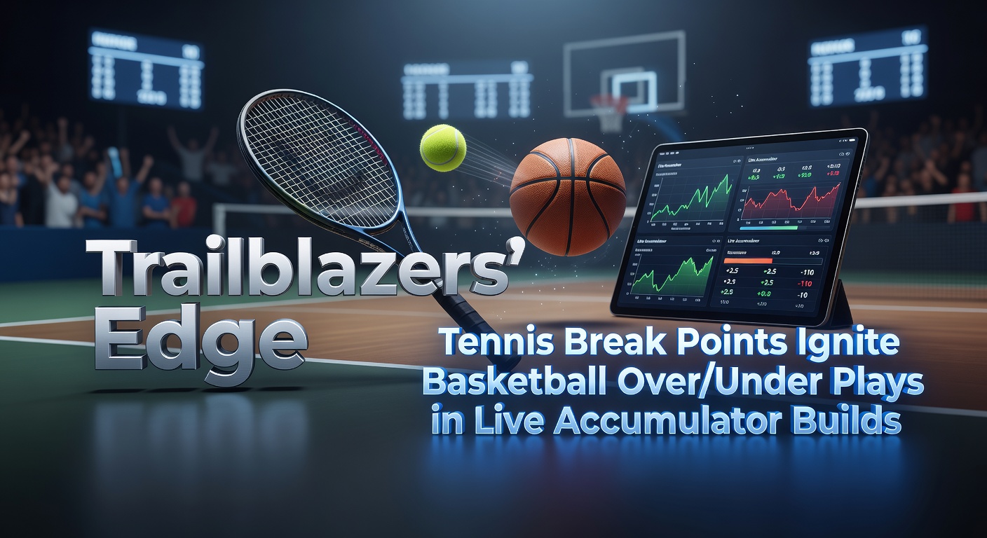 Tennis player lunging for a break point volley while a basketball court fades in the background, symbolizing cross-sport betting momentum